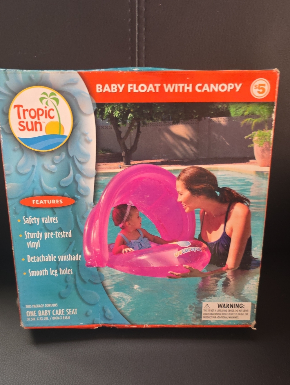 Pink Baby Float with Canopy - Infant Pool Seat